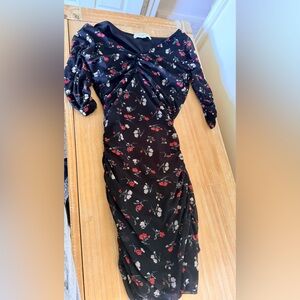 Flattering Floral Black Dress